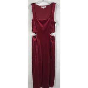 FOURTEENTH PLACE Dress Womens Size Medium M Velour Cut‎ Out Red Regal
